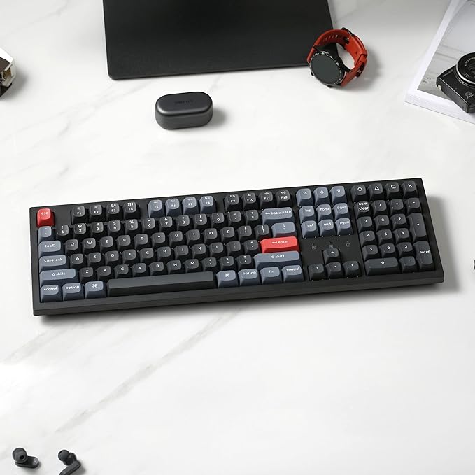 Keychron K10 Pro Wireless Custom Mechanical Keyboard Full-Size QMK/VIA Programmable Bluetooth/Wired White Backlight with Hot-swappable Keychron Super Brown Switch Compatible with Mac Windows Linux
