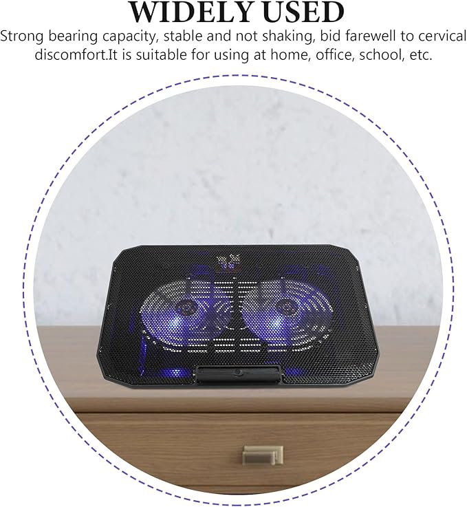 Laptop Cooling Rack Portable Stand with Silent Fan Black Large Base Heat Dissipation Pad for Gaming and Office Laptops