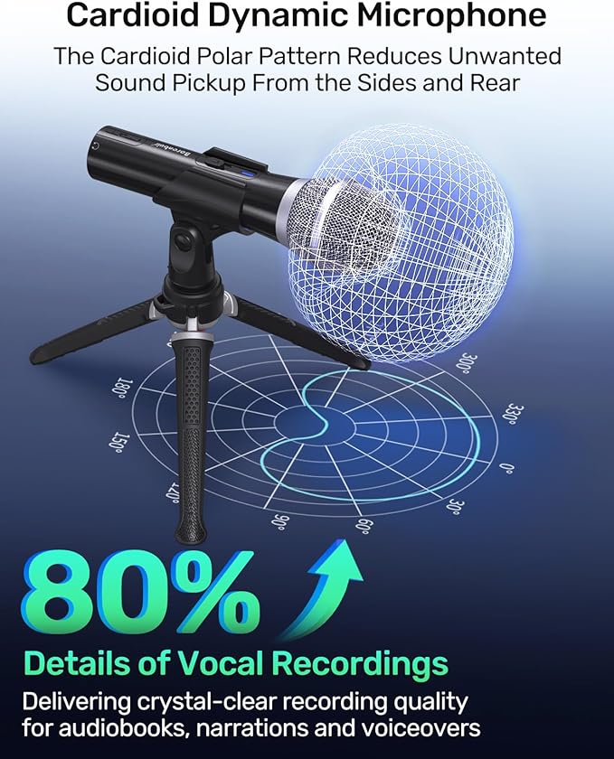 Audiobook Recording Equipment for Home USB/XLR Dynamic Microphone Noise-Canceling Handheld Studio Mic Kit Ideal for Reading Aloud Narration Voice-Over Work