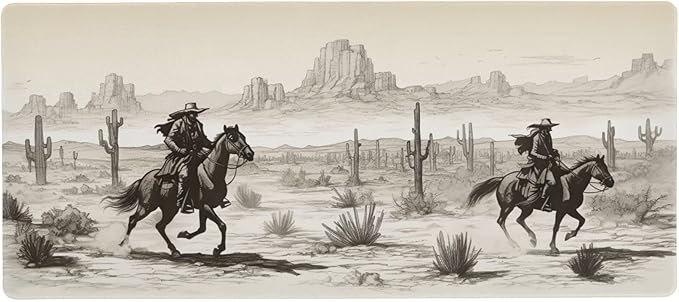 Western Desert Cowboy Large Mouse Pad Non-Slip Desk Mat for Desktop 3mm Thick Long Rubber Base Desk Mat Protector for Gamer Office Work Home 35.4x15.7 Inch
