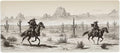 Western Desert Cowboy Large Mouse Pad Non-Slip Desk Mat for Desktop 3mm Thick Long Rubber Base Desk Mat Protector for Gamer Office Work Home 35.4x15.7 Inch