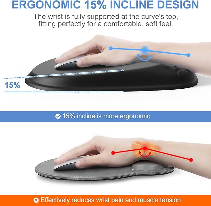 Mouse Pad with Wrist Rest Comfortable Keyboard Wrist Rest Memory Foam Wrist Rest for Computer Keyboard Ergonomic Mouse Pad Set for Easy Typing &amp Pain Relief for Office Black
