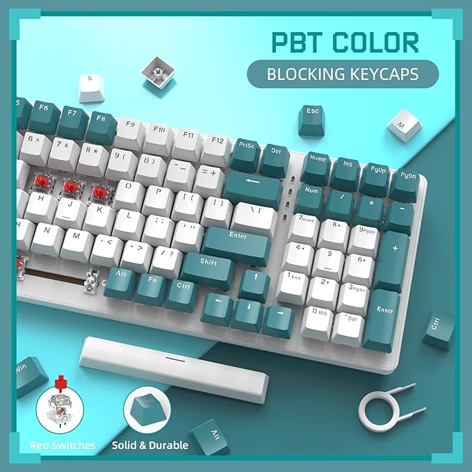ZIYOU LANG K3 Mechanical Gaming Wired KeyboardLED Rainbow Backlit Linear Red Switch 100 Keys Full Anti-ghostingErgonomic Durable ABS Mixed Color Keycaps with Coiled Type-C to USB Cable-Green