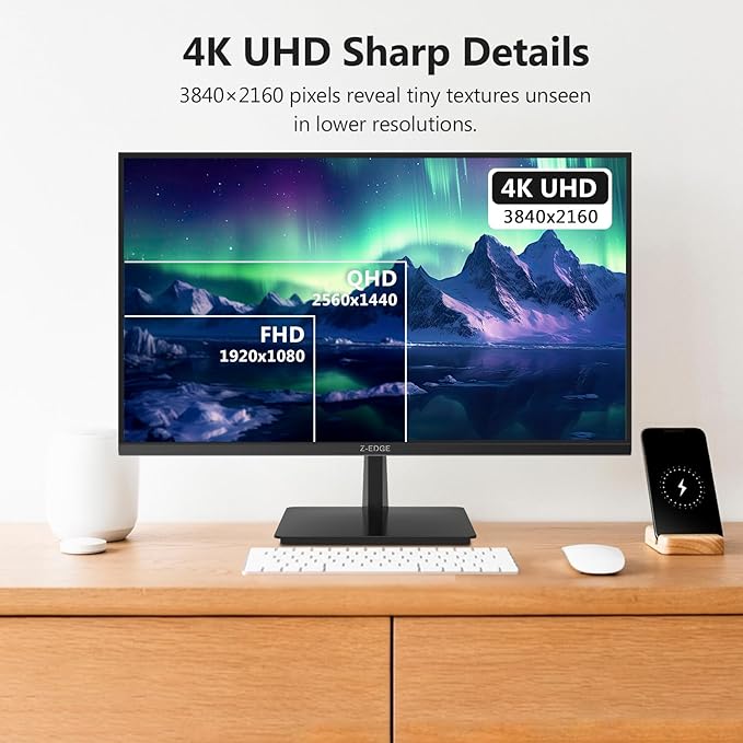 Z-Edge U27P4K 27-inch 4K Monitor IPS Ultra HD 3840x2160 60Hz Refresh Rate PC Monitor Gaming 100% sRGB HDMI x 2 and DP x 2