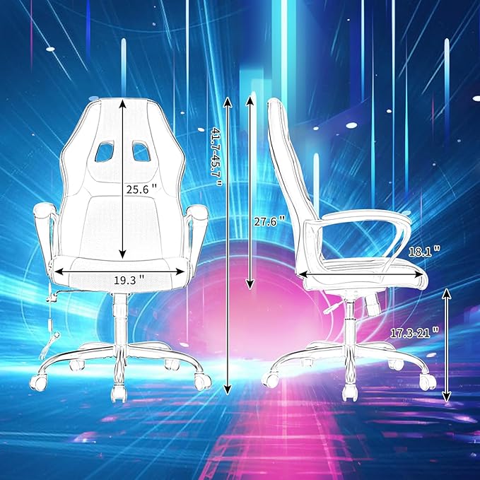 Video Gaming Chair with Massage Function Ergonomic Computer Desk Chairs Home Office Desk Chair with Lumbar Support Adjustable Height Swivel Wheels Blue