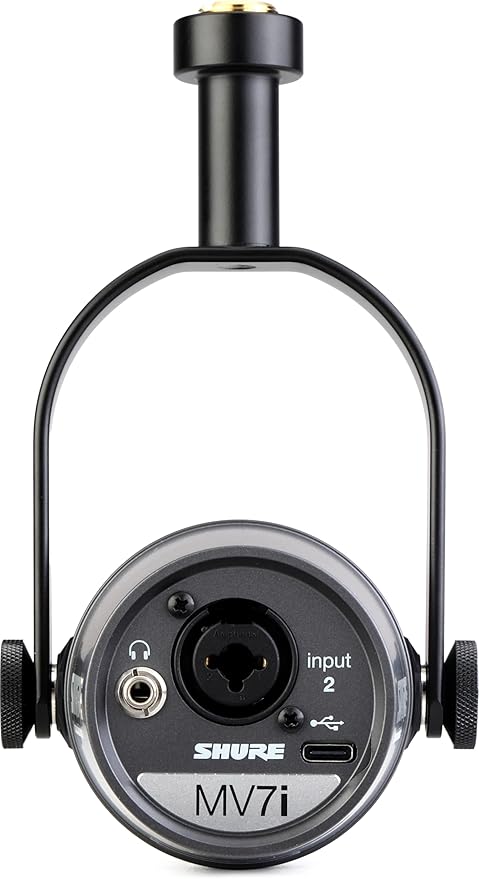 Shure MV7i Smart Microphone with Built-in Audio Interface and Deluxe Articulating Desktop Mic Boom Stand - Podcast Mic with 2 Channels XLR and 1/4 USB-C for Mac/PC/Phone and Advanced DSP Features