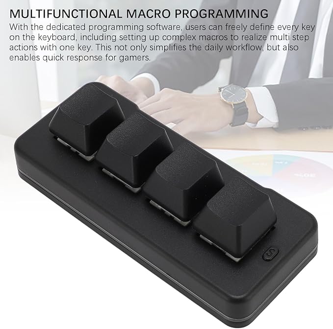 Mini 4 Key Keypad Mechanical Gaming Keyboard RGB Blue Switch 4 Key Macro USB Keypad 2.4G One Handed Mini Programmable Keyboard