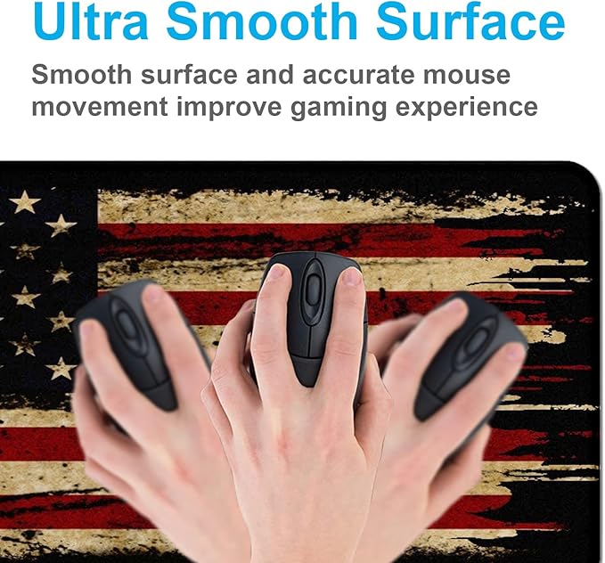 Large Extended Gaming Mouse Pad with Stitched Edges Non-Slip Waterproof Rubber Base Mouse Pad for Office Computer Keyboard Laptop and Home Desk Pad 35.4 x 15.7 x 0.12 Inch (American Antique Flag)