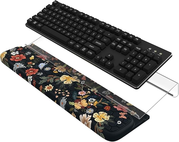 HAOCOO Keyboard Stand for Desktop Acrylic Tilted Key Board Holder 3-Level Height Adjustment Keyboard Riser for Easy Ergonomic Working Wrist Rest for School Desk Accessories