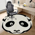 White and Black PU Leather Hardwood FloorsTile Non-Slip Office Chair Mat Cartoon Smiling Panda Animal Anti-Slip Low Pile Under Desk Rug Large Floor Protector Anime Diameter 39.4 in