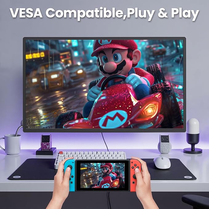 2K 180Hz Portable Monitor23.8 2560x1440 QHD 120% SRGB IPS FreeSync Gaming Moniter USB-C HDMI Large Work Home Office Second Monitor VESA Mountable Adjustable Tilt &amp Height for Laptop PS4Xbox