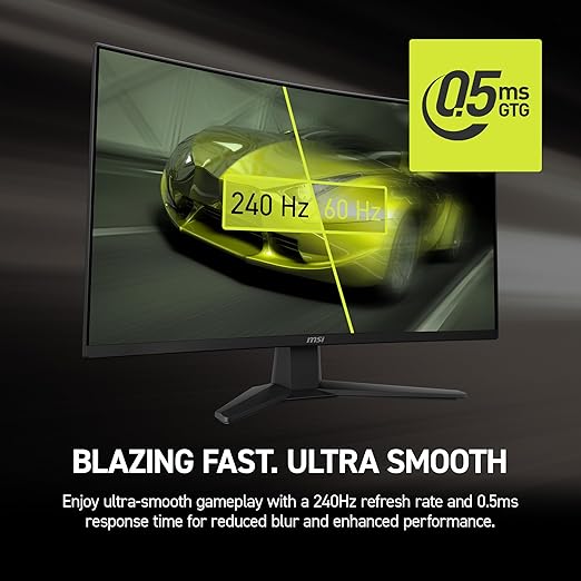 msi MAG 274CF X24 27-inch 1920 x 1080 (FHD) Gaming Monitor 240Hz AMD Adaptive-Sync HDR Ready HDMI VGA Port VESA Mountable Tilt 4-Side Slim Bezel 0.5ms Black