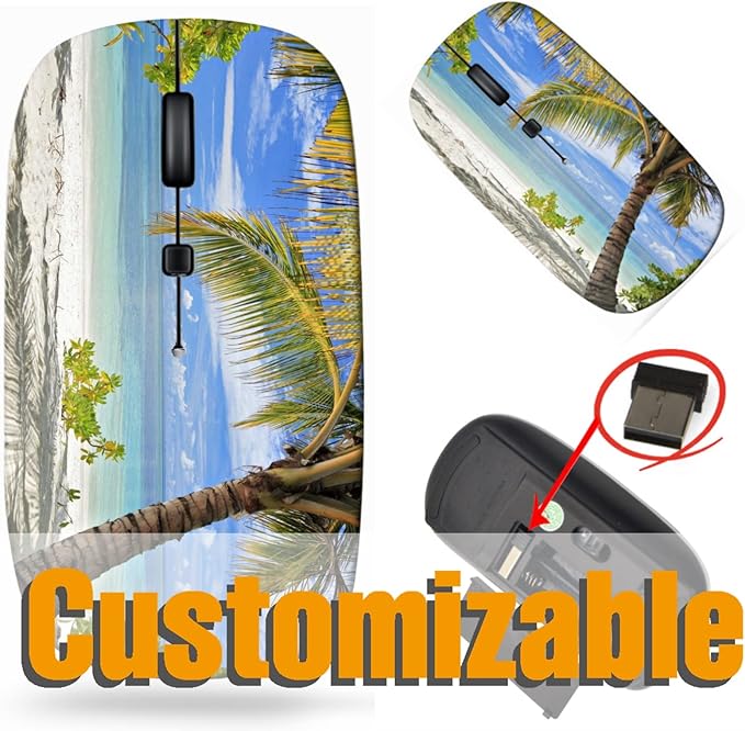 maizi Mouse Wireless for Mac Computer Personal Laptop Mice Wireless Image ID: 13612885 A Scene of Palm Trees 2.4G Portable with USB Receiver Printed in USA