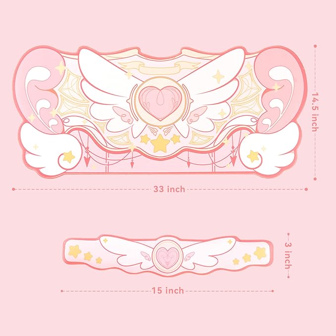 GeekShare Kawaii Mouse Pad Wrist Rest Support Set - Non-Slip Rubber Base Desk Mat and Memory Foam Wrist Rest for Keyboard and MousePerfect for Gamingor Home Office Work - Star Wings Series