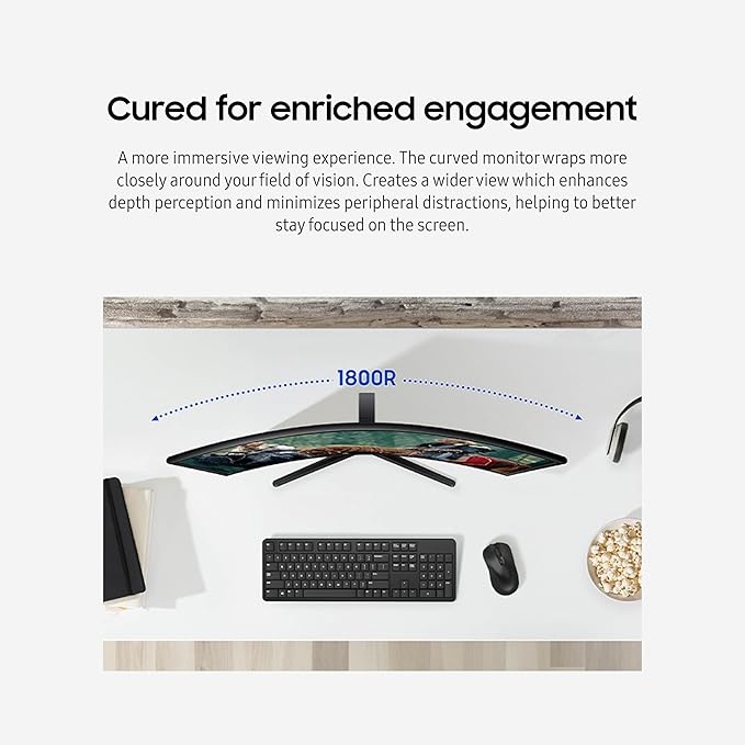 Samsung 27 Essential S3 (S36GD) Series FHD 1800R Curved Computer Monitor 100Hz Game Mode Advanced Eye Comfort HDMI and D-sub Ports LS27D366GANXZA 2024