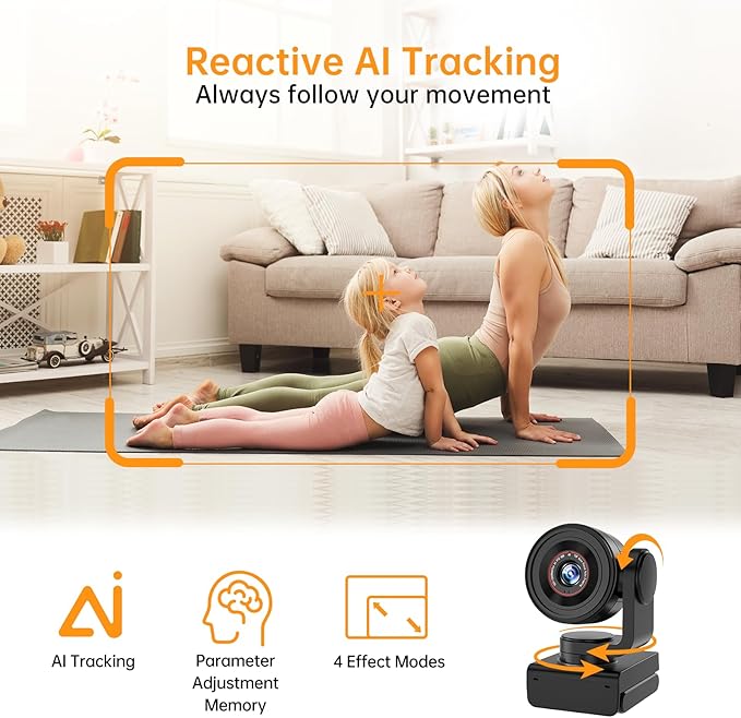 MT-VIKI 4K AI Webcam with PTZ TOF 0.2s Autofocus HDR 92°Wide Angle 4K@30/1080P@60 Gesture Control&ampSubject Tracking Dual Noise-Canceling Mics USB-C UVC for Zoom/Teams/OBS
