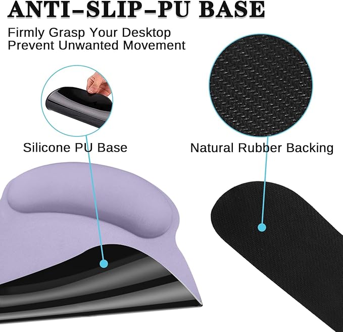 Britimes Purple Keyboard Mouse Pad Set 4 in1 Large Mousepad+Keyboard Wrist Rest+Mouse Wrist Rest+Coaster Ergonomic Design for Home Office Computer 35.4x15.7Inches