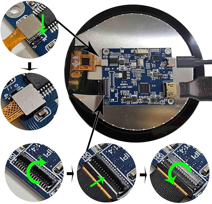 3.4 inch 800x800 IPS MIPI 330nit Round LCD Touch Screen and 39 pins Controller Board