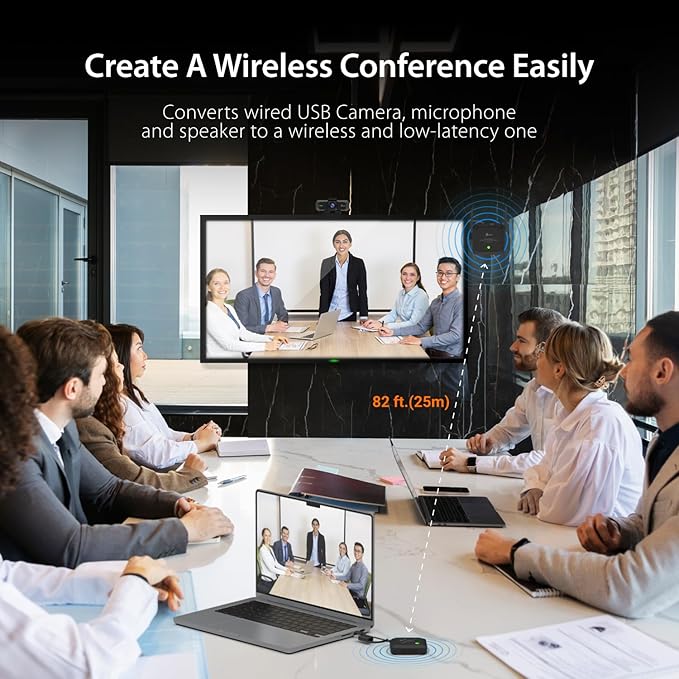 j5create JVU368-360 AI-Powered Webcam Wireless Extender for USB Webcam/Cameras/Microphones/Speakers