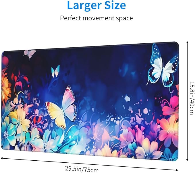 Butterflies Desk Cover MatExtended Large Mouse PadComputer Laptop Mat Desk Decor for Office Game Home 30x16 Inch