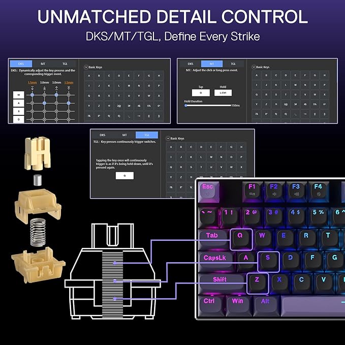 Redragon K556 HE Rapid Trigger Gaming Keyboard 100% 104 Keys Wired Mechanical Keyboard w/Hyper-Fast Actuation Dedicated Hall Effect Magnetic Switch 2-Layer Noise Dampening Original Aluminum Base