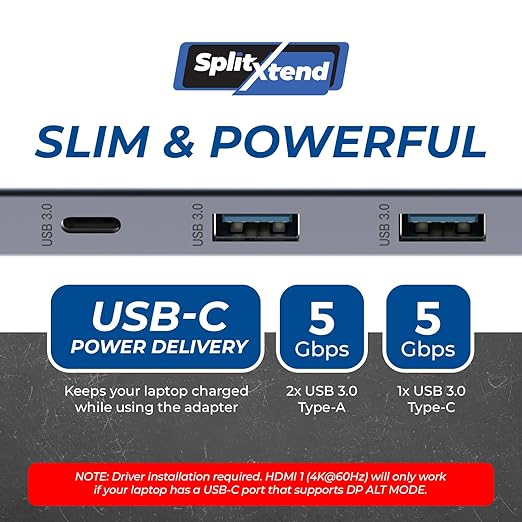 OREI SplitExtend Laptop Docking Station 3 Monitors – USB C Docking Station with 3X HDMI Ports 2X USB 3.0 Ports SD Card Reader 100W PD – Thunderbolt 4 Dock with 4K@30Hz Outputs