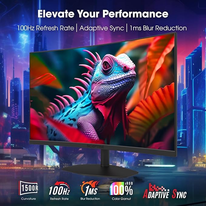 Sceptre New Curved 27-inch Gaming Monitor 1500R 100Hz HDMI X2 DisplayPort 1ms 100% sRGB Build-in Speakers Machine Black 2025 (C275W-FW100T Series)