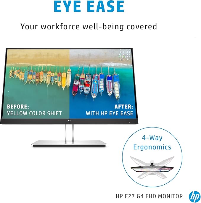 HP E27 G4 27-inches Full HD 1920 x 1080 Pixels Anti-Glare IPS Monitor with Low Blue Light Mode and On-Screen Control