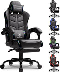 GTPLAYER Gaming Chair with Footrest Computer Gaming Chair for Adults and Kids Height Adjustable Gamer Chair with 90-155° Recline &amp Removable Headrest Lumbar SupportColorful Black