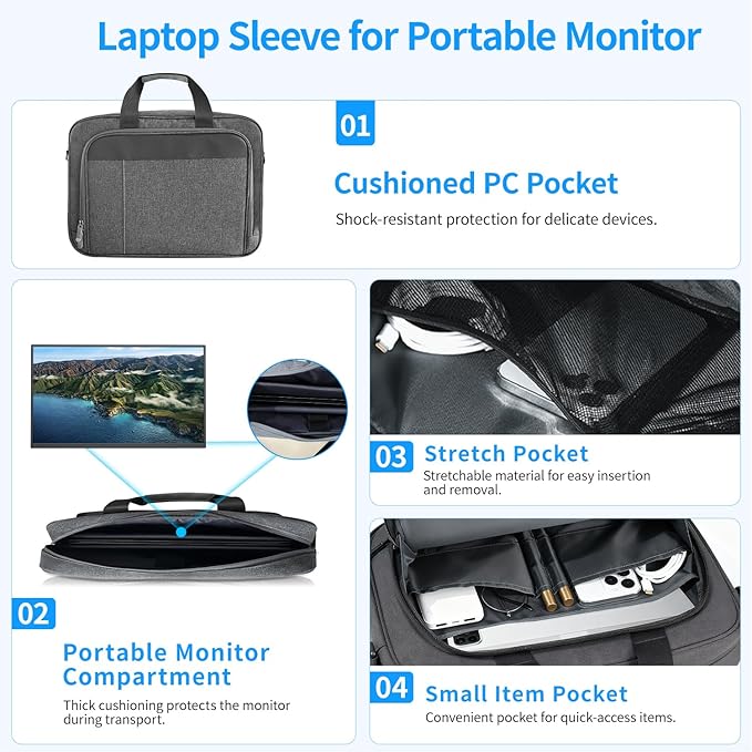 Wireless Portable Monitor for Laptop 15.6 Portable Monitor with Battery-1080P FHD Second Screen for Home &amp Office AirPlay &amp Miracast Casting No Cables or Drivers Needed(with Bag)