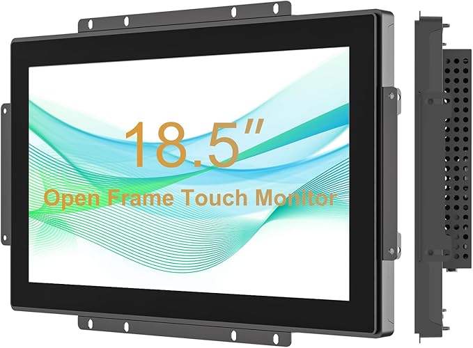18.5 Inch Open Frame Capacitive Touch LCD Monitor Surface is IP65 Waterproof 1366x768 @ 60Hz TFT LCD IK08 Input Industrial Touch Monitor 10 Finger Capacitive Touch