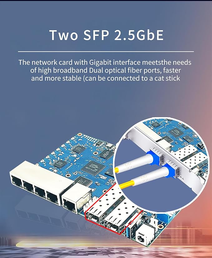 youyeetoo BPI-R3 WiFi 6 Router Development Board with MediaTek MT7986 Chip 2GB DDR RAM 8GB eMMC Flash Dual GbE LAN for IoT Router Projects M.2 Key-E PCIe Interface (Banana pi R3 Router Board Kits)