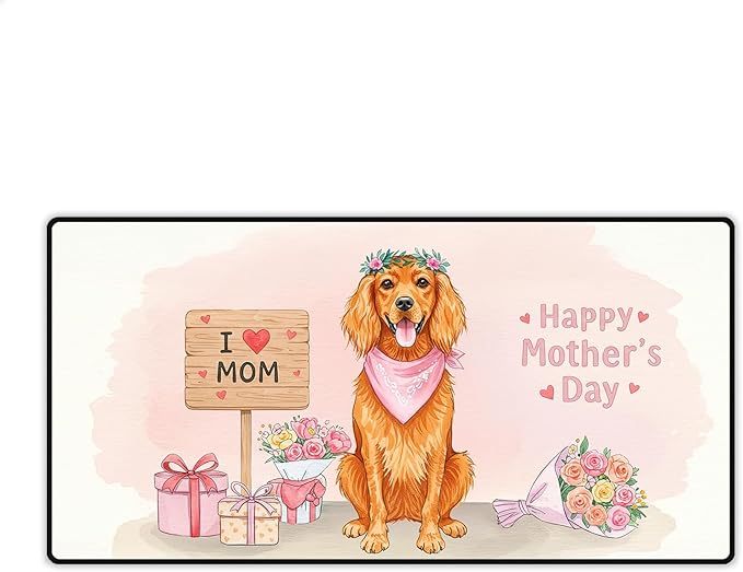 Happy Mother's Day English Setter Love Dog Mom Heart Flower Desk Mat Full Keyboard Mouse Pad Dog Lover Large Mousepad 12004