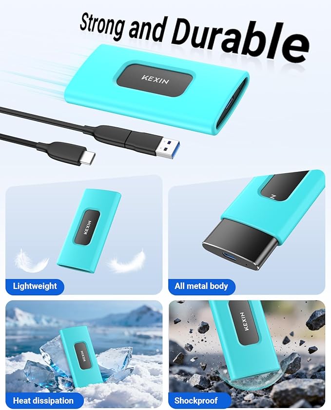 KEXIN External SSD 1TB External Hard Drive USB C Portable SSD Up to 1050MB/s USB 3.1 External Solid State Drive 1T for PC Mac Android Game Console Laptop Xbox PS4 and More