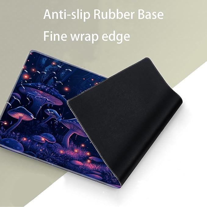 Keyboard Mouse Pad SetLarge Desk Pad+Keyboard Wrist Rest+Mouse Wrist Support+CoasterEasy Typing Pain Relief Non-Slip Wrist Support Mousepad Set Home OfficeGlowing Mushrooms