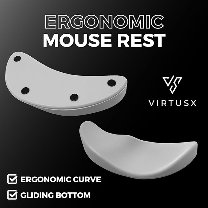 Virtusx Ergonomic Mouse Wrist Rest Gliding Palm Wrist Support Sliding Wrist Pad That Moves with Your Mouse Designed for Carpal Tunnel Syndrome and Pain Relief (White)