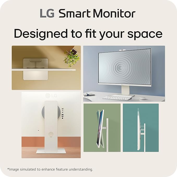 LG 32SR85U-W Smart Monitor 32-inch 4K UHD (3840x2160) IPS Display webOS 23 USB Type-C 90W PD Built-in FHD Webcam &amp Speaker HDR 10 AirPlay 2 Screen Share Bluetooth White