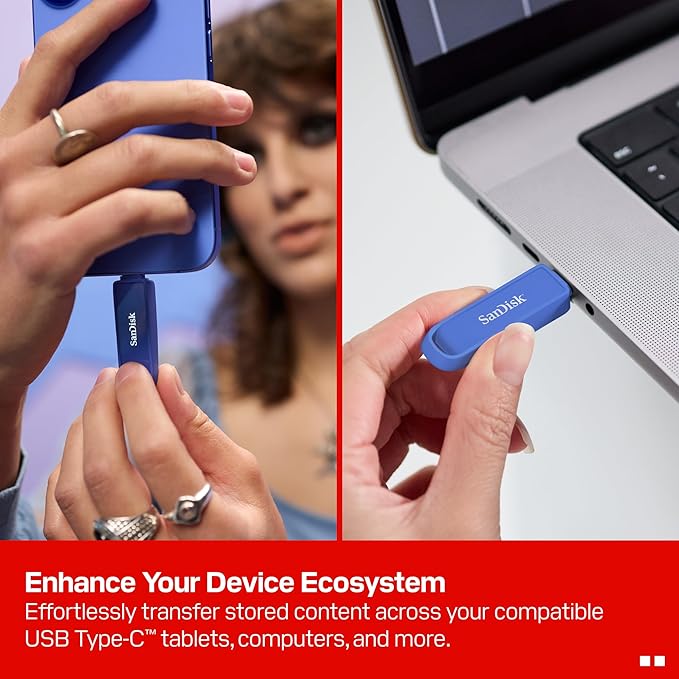SanDisk 512GB Phone Drive with USB Type-C - for Smartphones Tablets and Computers - Up to 150MB/s USB 3.2 Gen 1 - Maritime Blue - SDIXS0N-512G-GN6ND