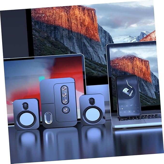 USB Computer Desktop Laptop Speakers 3D Surround Sound with Deep Bass Portable Black Multimedia Loudspeaker for Home and Office Use