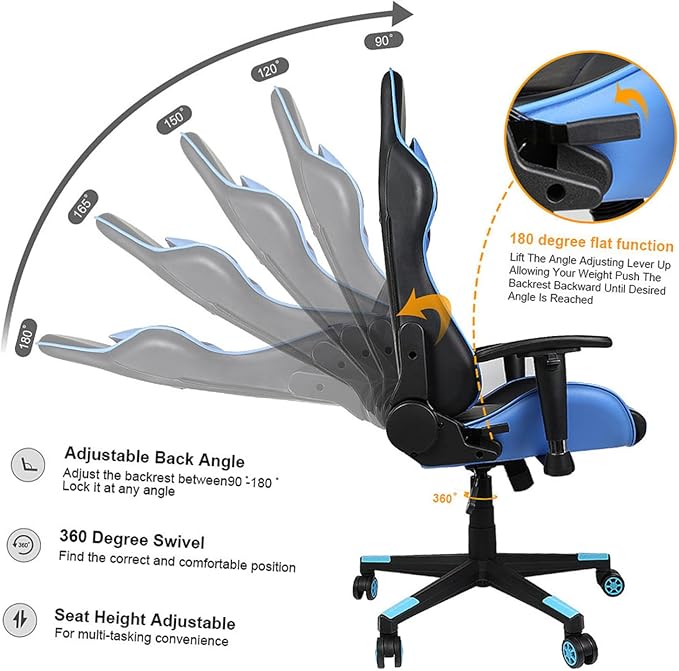 Luxshiny 6 Pcs Black Game Chair Regulators Multi Angle Adjusters E Sports Chair Turners for Comfortable Sitting Posture at Home Gaming Venues