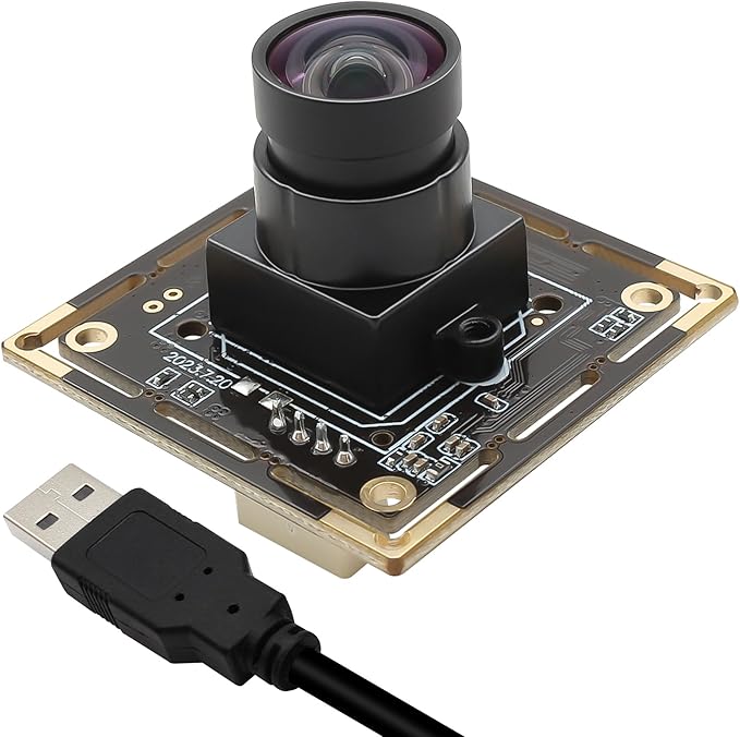 MMlove 5MP USB Camera Module 30FPS Webcam 80° Viewing Angle No Distortion Lens Lightburn Camera 1944P Industrial Security Camera USB2.0 for VR Face Recognition StreamingPC/Laptop/Raspberry Pi