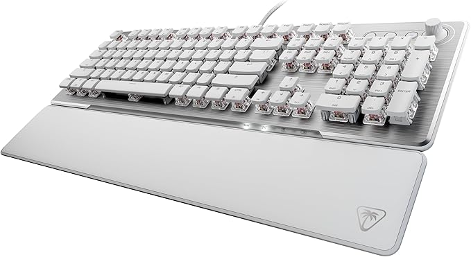 Turtle Beach Vulcan II – Full-Size PC Gaming Keyboard Titan II Mechanical Switches Customizable RGB Illuminated Keys Detachable Palm Rest Media Controls Aluminum Top Plate Numpad – White