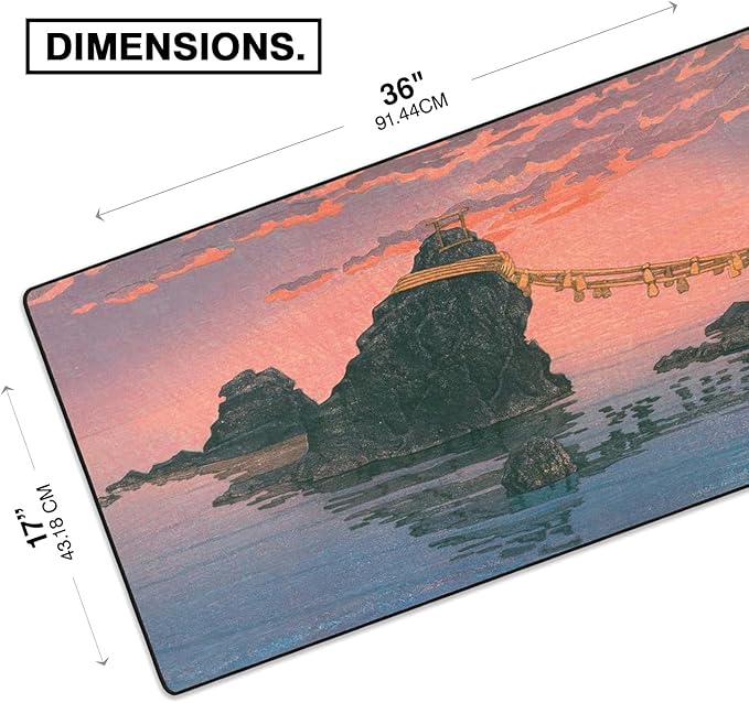 MPCO. Original Large Gaming Desk Mat – 36 x 17 Duraglyde Ukiyo-E Futamigaura Full Desk Mouse Pad for Smooth Precision – Non-Slip Washable Extra-Large PC Mouse Pad for Gaming Sessions