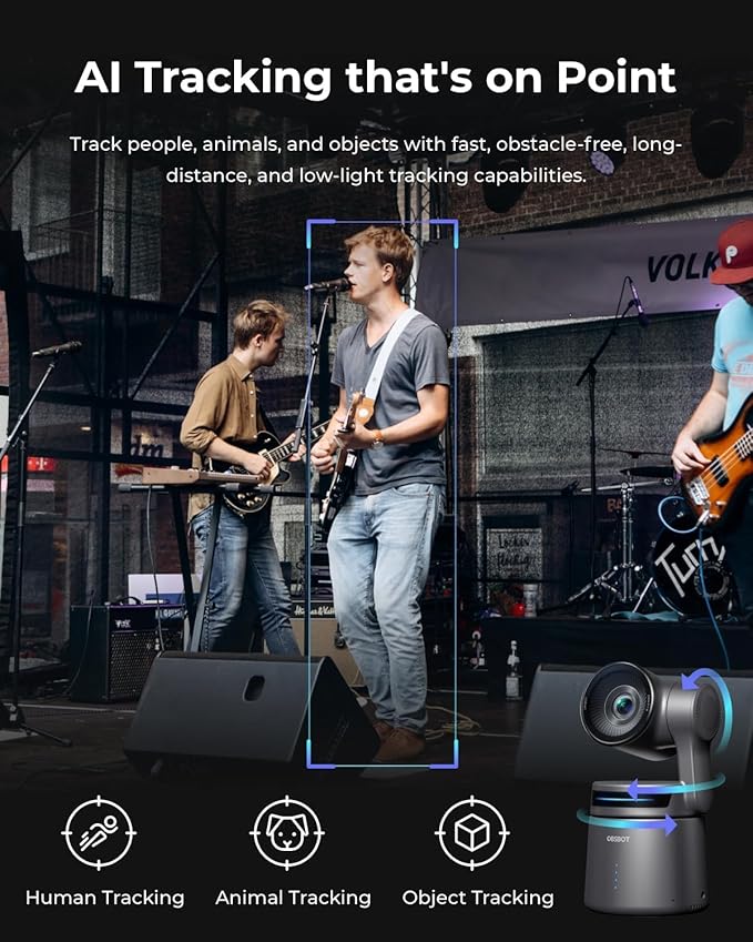 OBSBOT Tail Air with NDI Activated 4K Streaming Camera AI Tracking &amp Gesture Control PTZ Webcam for YouTube Twitch Church HDMI USB-C Wireless Unlimited Connect