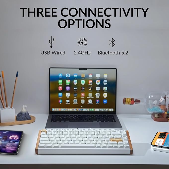 Keychron K2 HE Rapid Trigger Wireless Custom Keyboard with Hall Effect Gateron Double-Rail Magnetic Switch 2.4 GHz QMK Bluetooth 5.2 RGB Compatible with Mac Windows Linux (Aluminum + Wood)