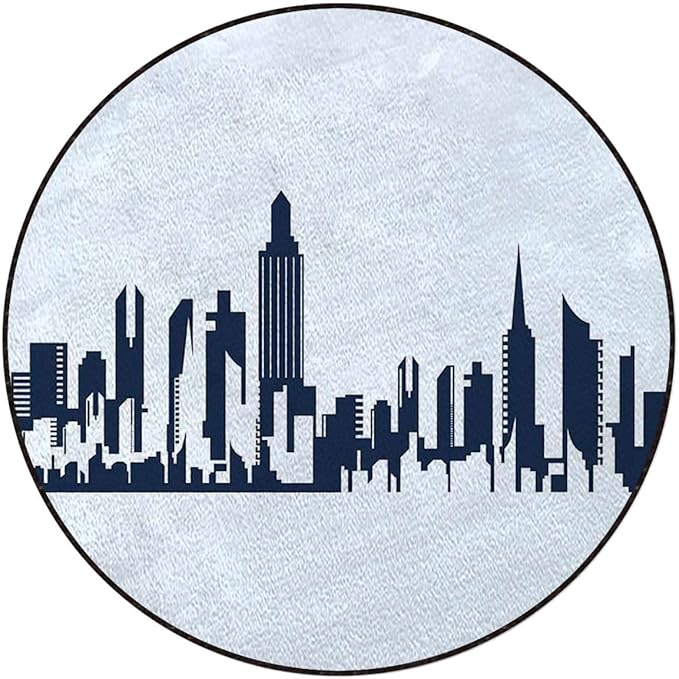 Chicago Gaming Chair Mat for Hardwood Floor Anti-Slip Floor Protector Game Controller Rubber Gaming Computer Chair Mat line Watercolor Urban LandscapeBlack Charcoal Grey Diameter 60 in