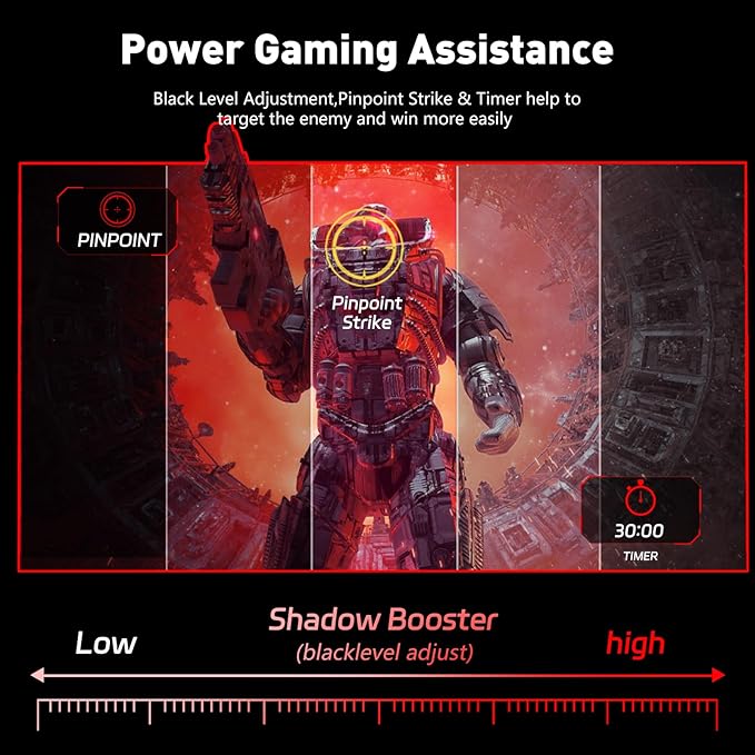 24 Inch Gaming Monitor IPS FHD 1080P 180Hz 1ms Built-in 2×2W Speakers AMD FreeSync &amp G-Sync Compatible FPS Crosshair Flicker-Free Blue Light Filter