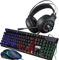 MTG RGB Backlit Mechanical Wired Gaming Keyboard and Mouse Full Anti-ghosting Keys and RGB Headphone for Desktop PC Laptop Combo