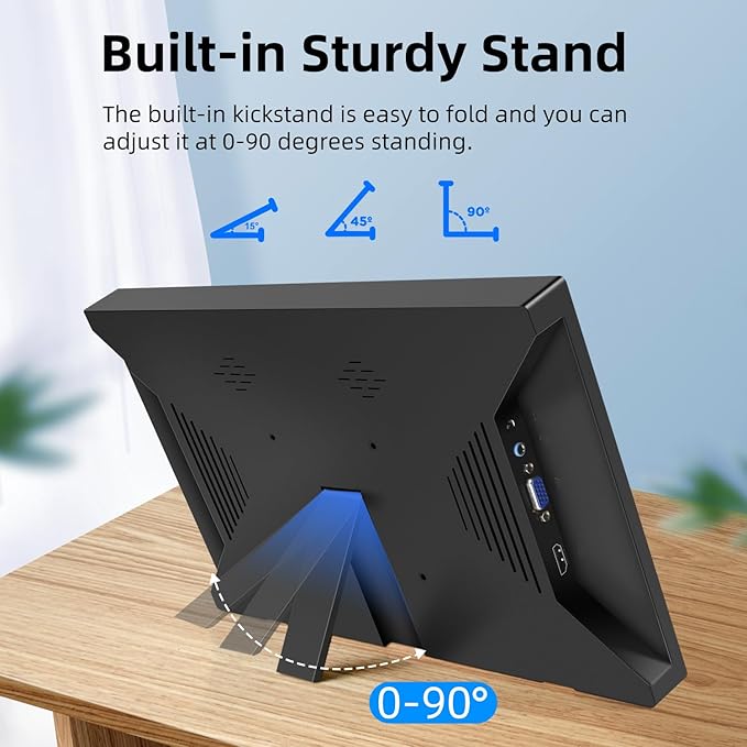 Portable Monitor 13.3 Inch HD 1366 * 768 External Laptop Monitor HDMI Travel Monitor for Computer/PS3/PC/Switch Built-in Speakers &amp Kickstand