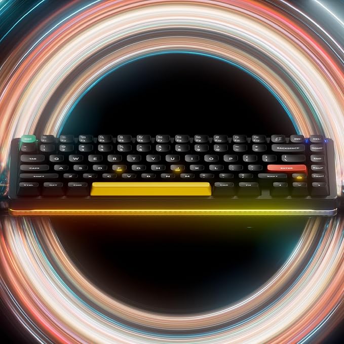 nuphy Halo75 V2 Mechancial Gaming Kyeboard75% Wireless Hot Swappable Bluetooth Keyboard83 Kyes RGB Backlit KeyboardSupport Bluetooth/2.4GHz/USB-C-Black Silent Red Clear-Top Switch
